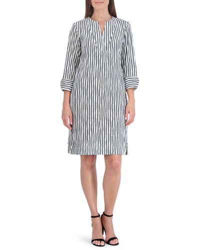 Foxcroft Vena Stripe Crinkle Shift Dress - Black