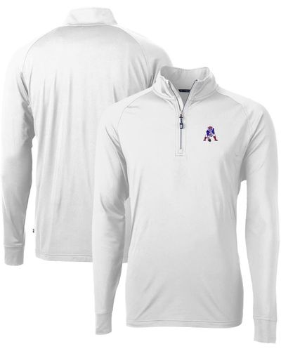 Cutter & Buck New England Patriots Adapt Eco Knit Stretch Recycled Quarter-zip Throwback Pullover Top At Nordstrom - Gray