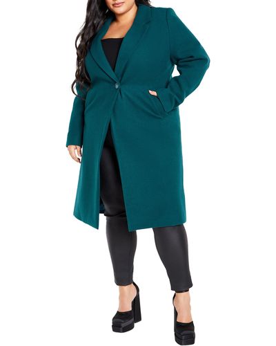 City Chic Effortless Chic Coat - Green