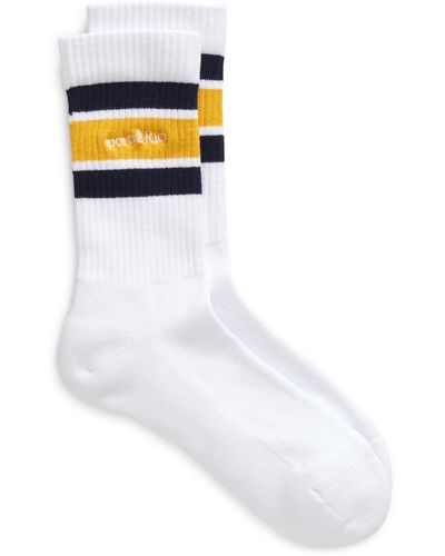 Sporty & Rich Logo Embroidered Crew Socks - White