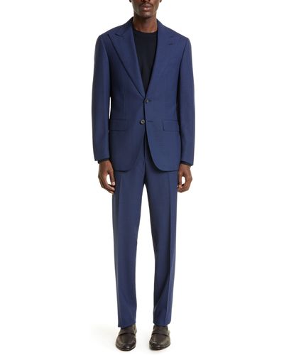 Thom Sweeney Unstructured Virgin Wool & Cashmere Suit - Blue
