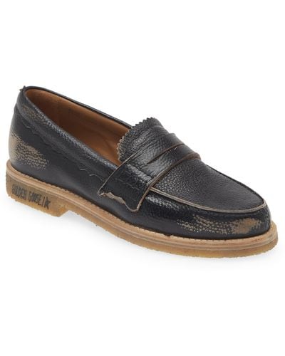 Golden Goose Jerry Grained Leather Penny Loafer - Gray