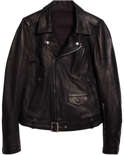 Rick Owens Luke Stooges Oversize Leather Moto Jacket - Black