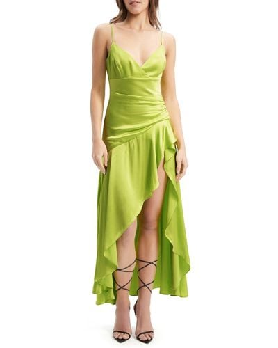Bardot Sorella Ruffle Cocktail Midi Dress - Green