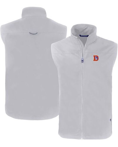 Cutter & Buck Denver Broncos Throwback Charter Eco Recycled Full-zip Vest At Nordstrom - White