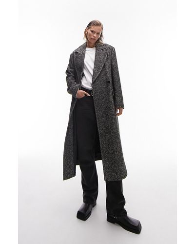 TOPSHOP Wool Blend Longline Coat - Black