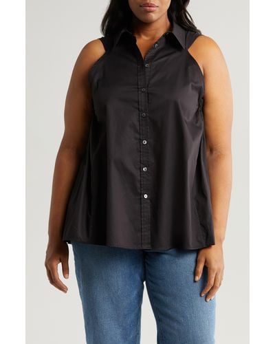 Harshman Ziva Sleeveless Button-up Shirt - Black