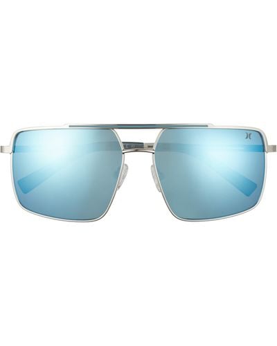 Hurley Explorer 58mm Polarized Navigator Sunglasses - Blue