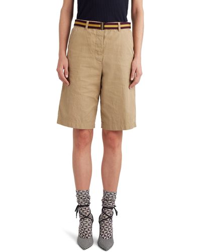Dries Van Noten Rugby Stripe Belted Cotton Chino Shorts - Natural