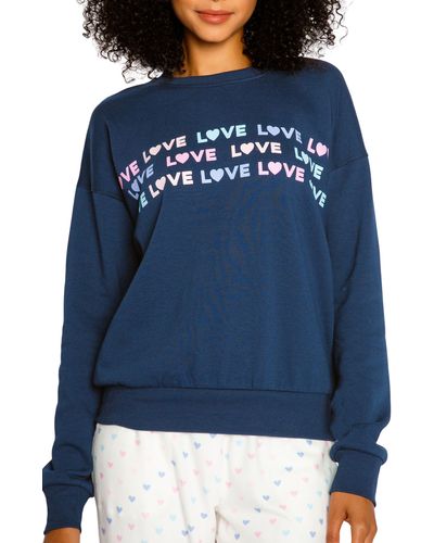 Pj Salvage Mad Love Graphic Sweatshirt - Blue