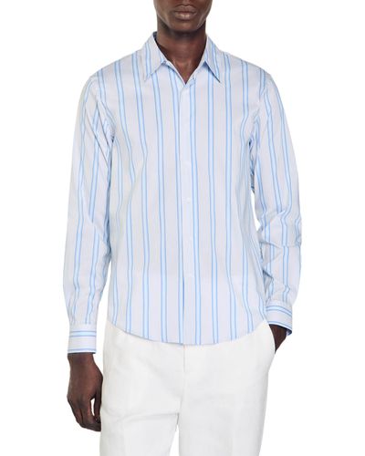 Sandro Stripe Button-up Shirt - Blue