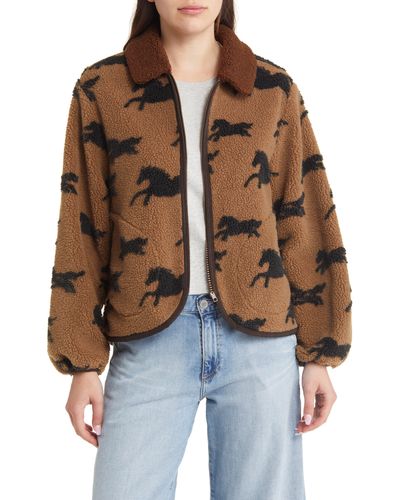 The Great The Pasture Horse Print Fleece Jacket - Brown