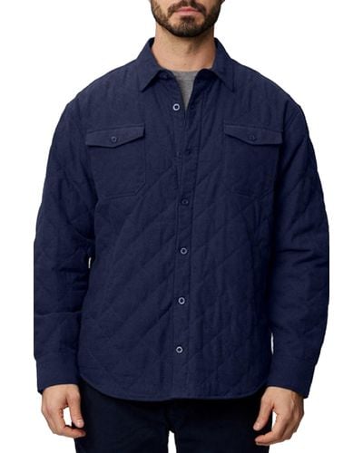Rainforest Elbow Patch Brushed Twill Quilted Shirt Jacket - Blue