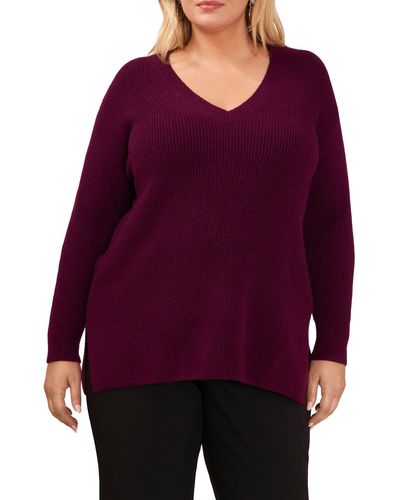 Halogen® Halogen(r) Relaxed Fit Rib Stitch Sweater - Purple