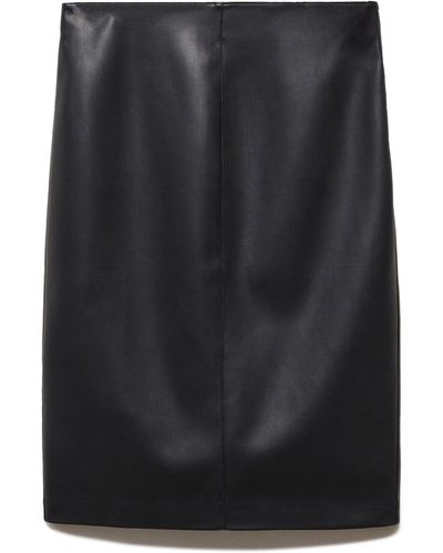 Mango Faux Leather Pencil Skirt - Black