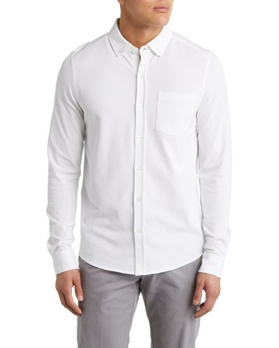 Cutter & Buck Reach Button-down Piqué Knit Shirt - White