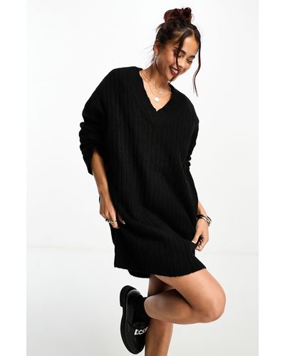 ASOS Long Sleeve Mini Sweater Dress - Black