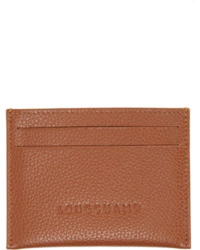 Longchamp Le Foulonné Leather Card Case - Brown