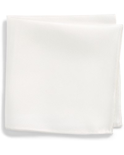 Nordstrom King Twill Silk Pocket Square - White