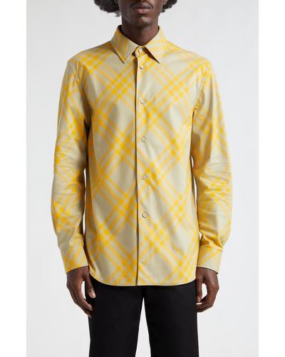 Burberry Check Cotton Flannel Button-up Shirt - Metallic
