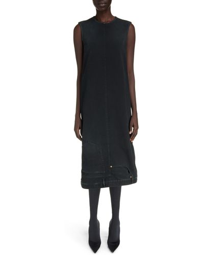 Balenciaga Deconstructed Sleeveless Denim Dress - Black