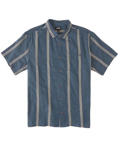 Billabong Sundays Stripe Jacquard Short Sleeve Button-up Shirt - Blue
