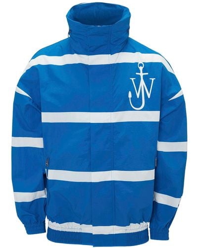 JW Anderson Anchor Patch Stripe Nylon Track Jacket - Blue