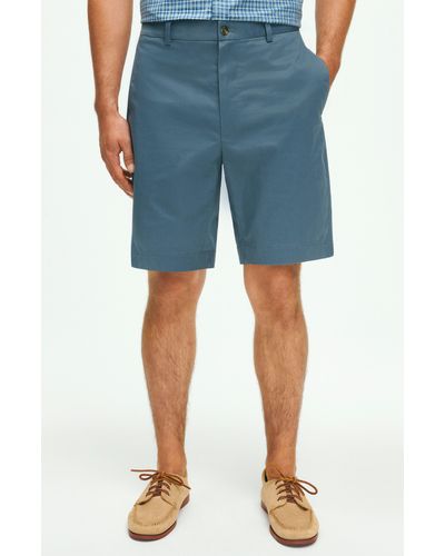 Brooks Brothers Flat Front Stretch Chino Shorts - Blue