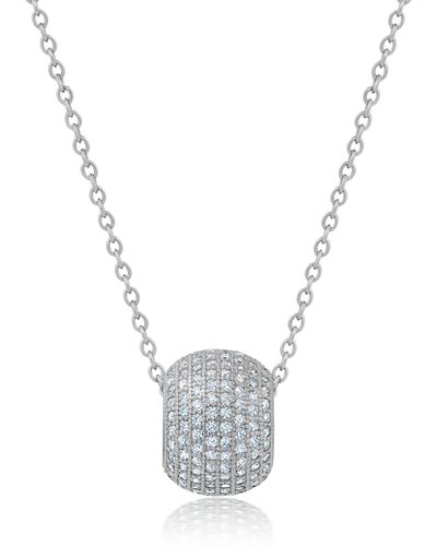 Crislu Pavé Cubic Zirconia Bead Pendant Necklace - White