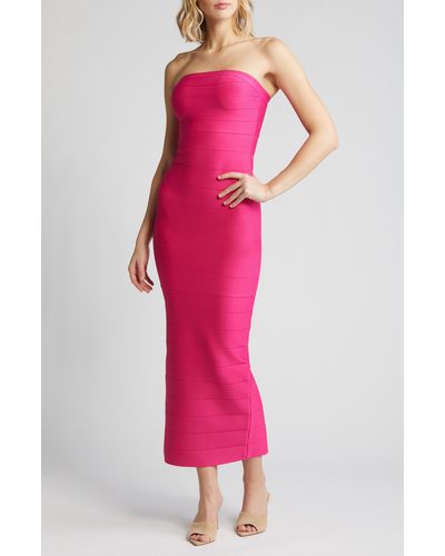 Bebe Strapless Bandage Dress - Pink