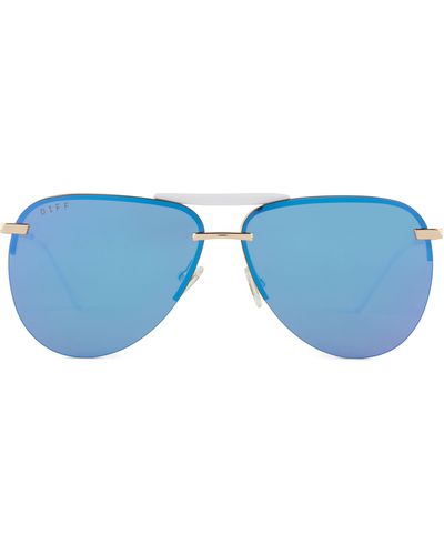 DIFF Tahoe 63mm Mirrored Oversize Aviator Sunglasses - Blue