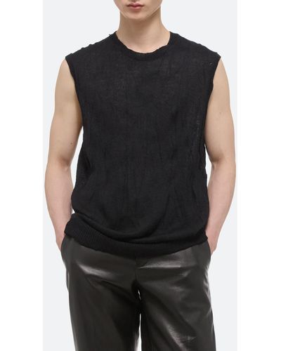 Helmut Lang Gender Inclusive Crushed Knit Sleeveless Sweater - Black