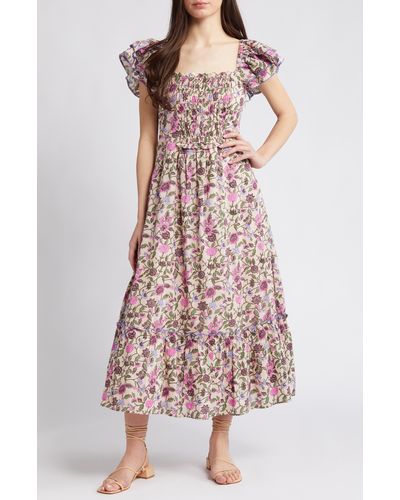 Cleobella Anika Floral Organic Cotton Voile Maxi Dress - Multicolor