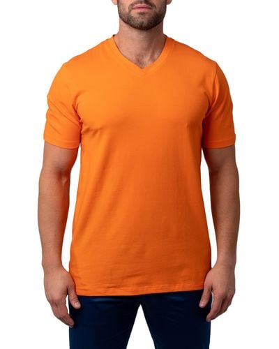 Maceoo Vivaldi V-neck Cotton T-shirt - Orange