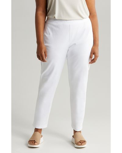 Eileen Fisher High Waist Ankle Slim Pants - White