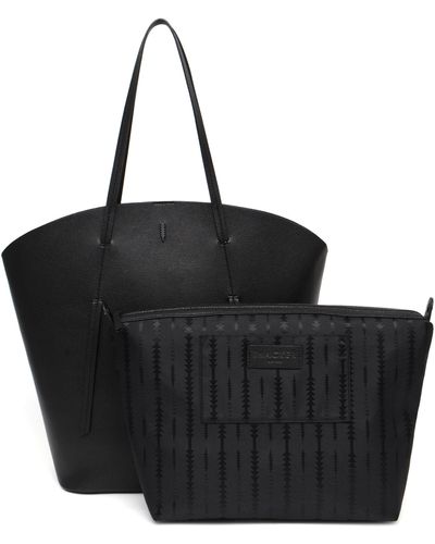 thacker Leather Tote With Removable Pouch - Black