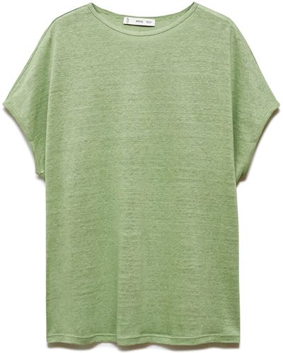Mango Dolman Sleeve Linen T-shirt - Green