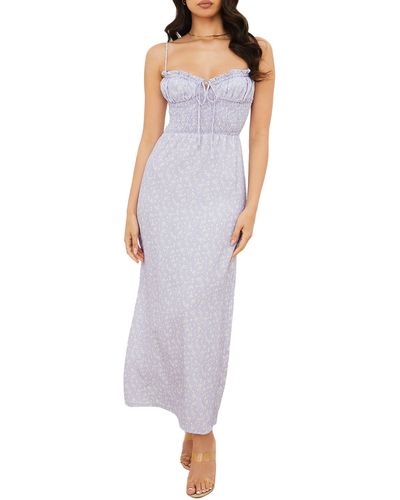 House Of Cb Janelle Floral Smocked Maxi Dress - Purple