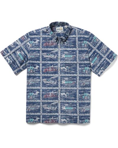 Reyn Spooner Lifeguards Classic Fit Print Short Sleeve Button-down Shirt - Blue