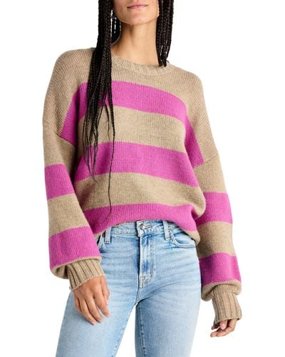 Splendid Ivy Stripe Crewneck Sweater - Pink