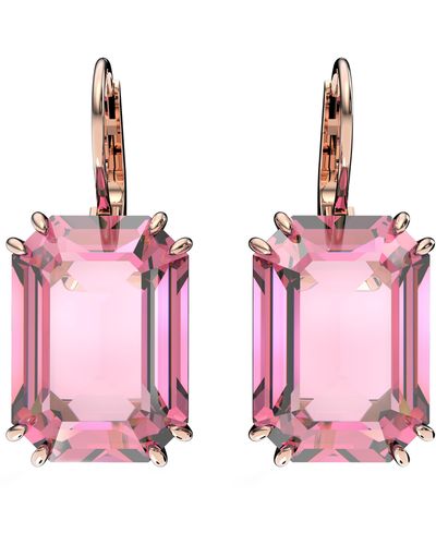 Swarovski Millenia Octagon Crystal Drop Earrings - Pink