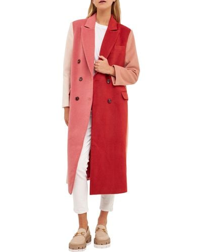 English Factory Colorblock Trench Coat - Red