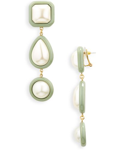 Lele Sadoughi Imitation Pearl Linear Drop Earrings - White