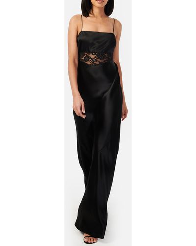 Cami NYC Zelda Lace Panel Satin Gown - Black