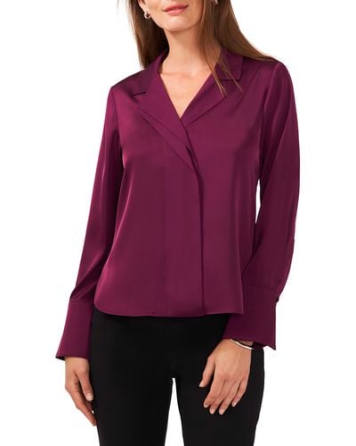 Halogen® Halogen(r) Double Notched Collar Satin Shirt - Purple