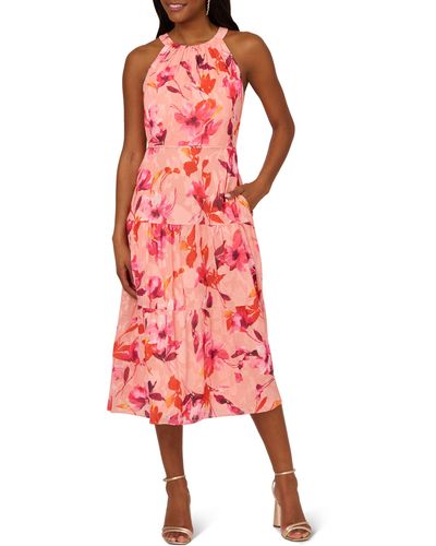 Adrianna Papell Floral Tiered Midi Dress