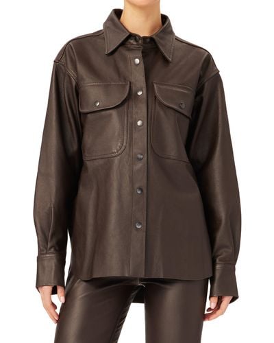 DL1961 Faye Leather Shirt - Brown