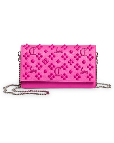 Christian Louboutin Paloma Loubinthesky Calfskin Wallet On A Chain - Pink