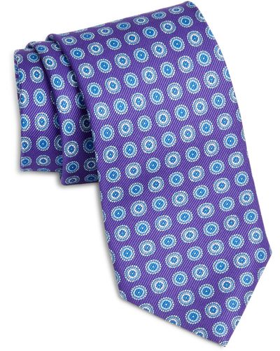 David Donahue Neat X-long Silk Tie - Blue