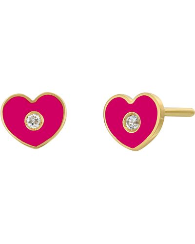 Bony Levy Icon Diamond Heart Stud Earrings - Pink